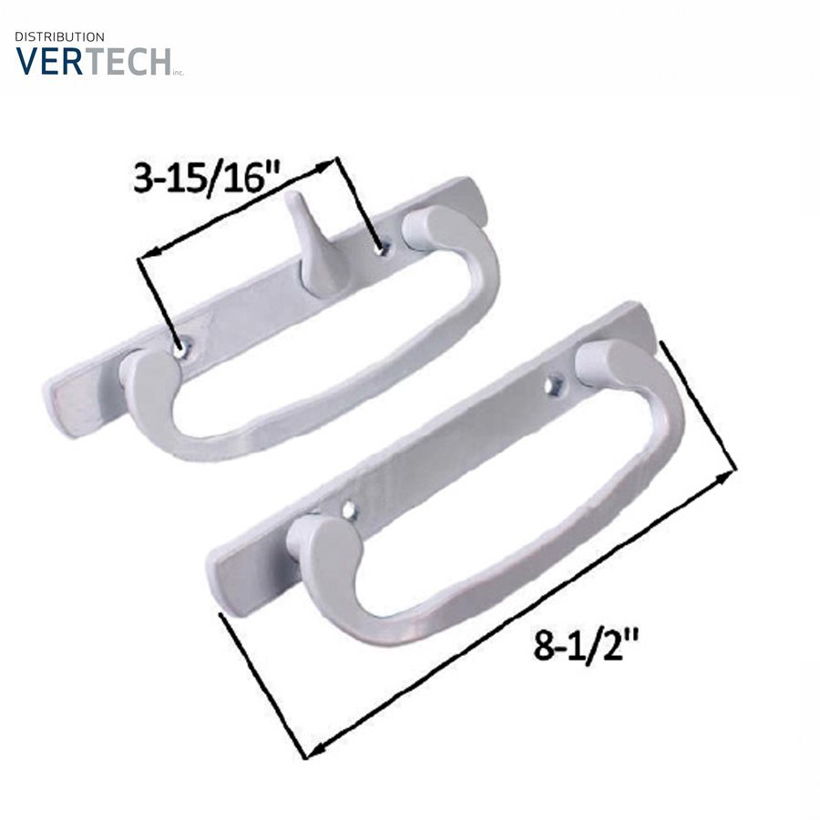 PATIO DOOR HANDLE -CENTER LEVER-WHITE- NO KEY