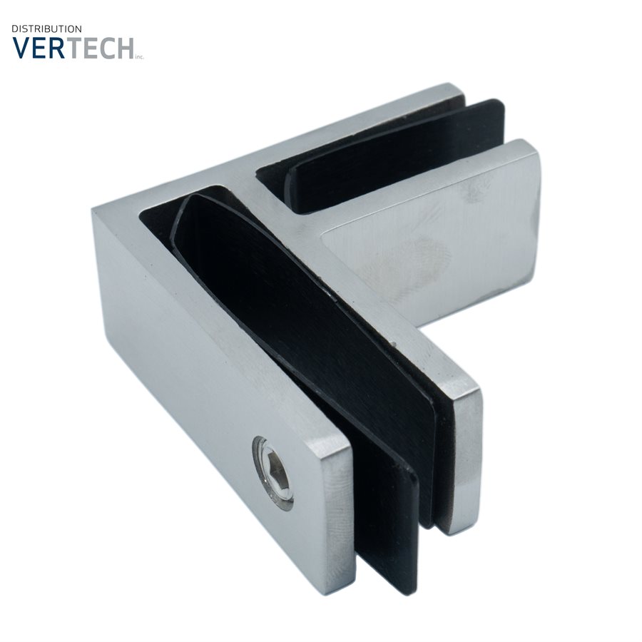 Brushed stainless corner glass clamp